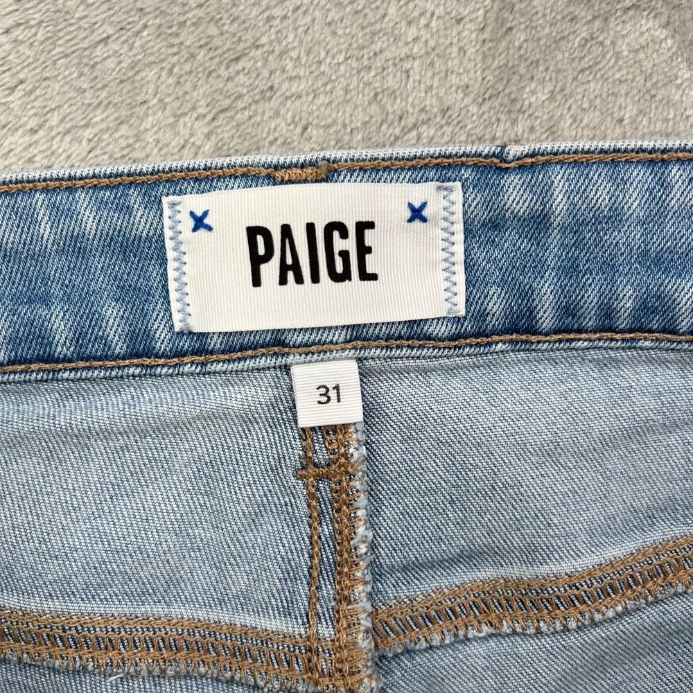 Paige Jeans Womens 31 Blue Hoxton Slim Crop Light‎ Wash High Rise Frayed Denim - Picture 12 of 16